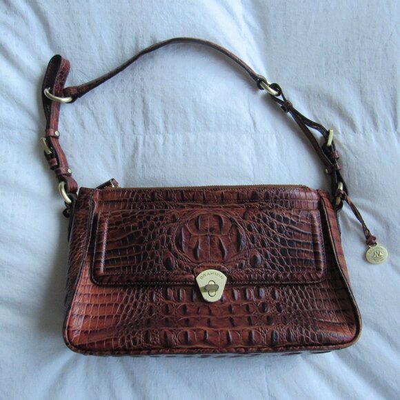 Brown Croc BRAHMIN Shoulder Bag - Picture 1 of 9